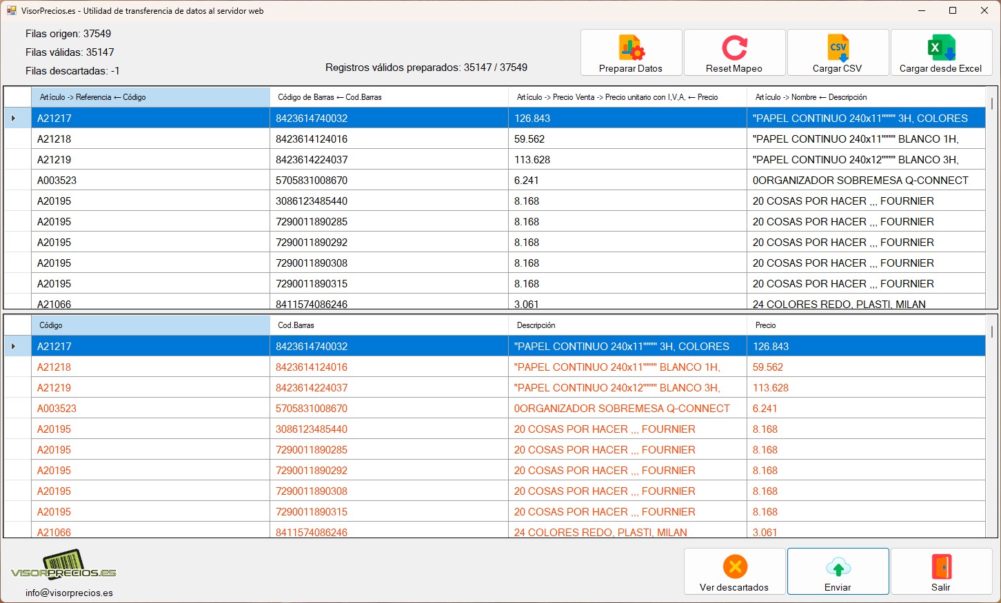visorprecios - Aplicación de escritorio que prepara los datos para su uso por parte de los verificadores de precios